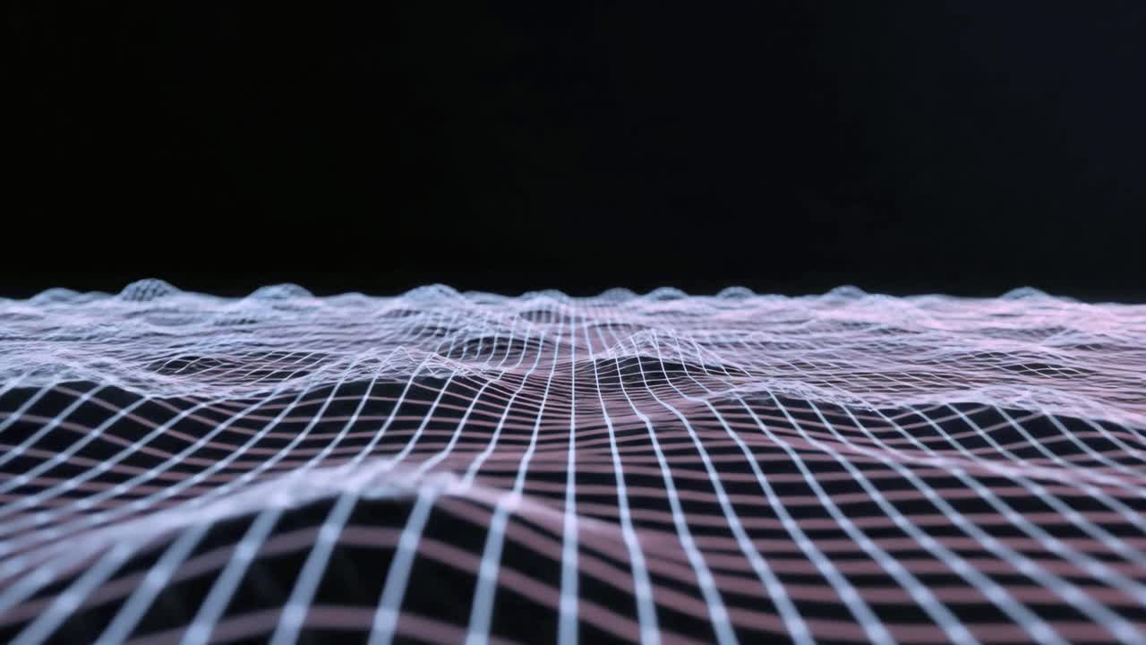 Animated Digital Wave Grid on Black Background