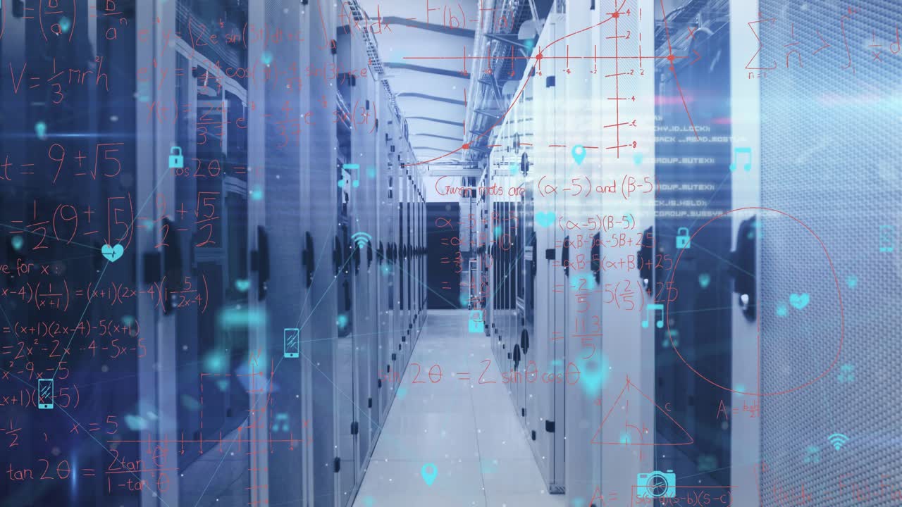 Animation of digital icons and data processing over computer servers