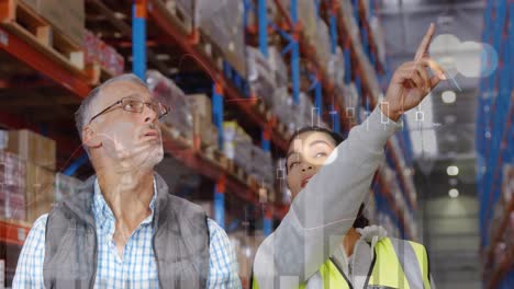 Animation-of-data-processing-over-people-working-in-warehouse