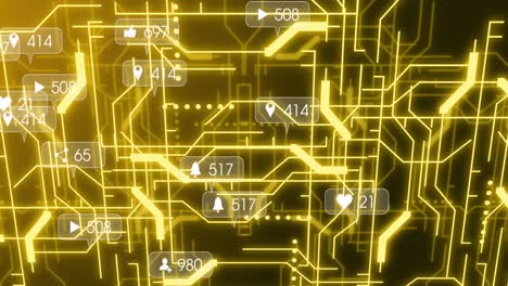 animación de iconos de medios a través de una red de conexiones