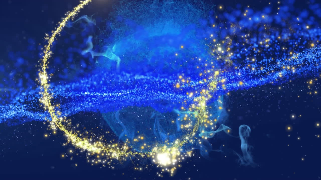 파란색 지구와 메쉬 위에 떨어지는 별의 애니메이션