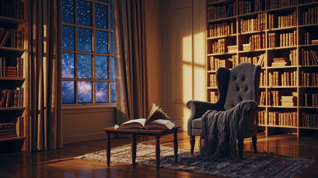 Cantinho de Leitura Aconchegante à Noite