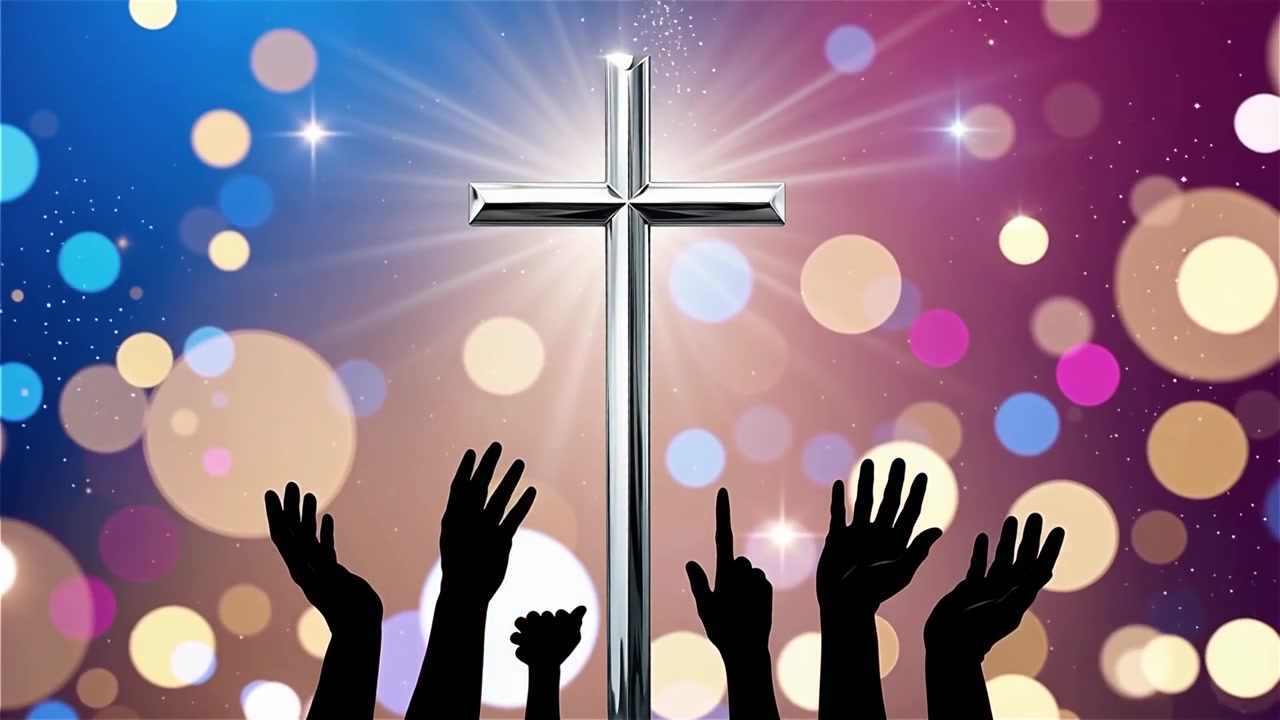 Cruz Cristiana con Luz Celestial, Fondo para Adoración.