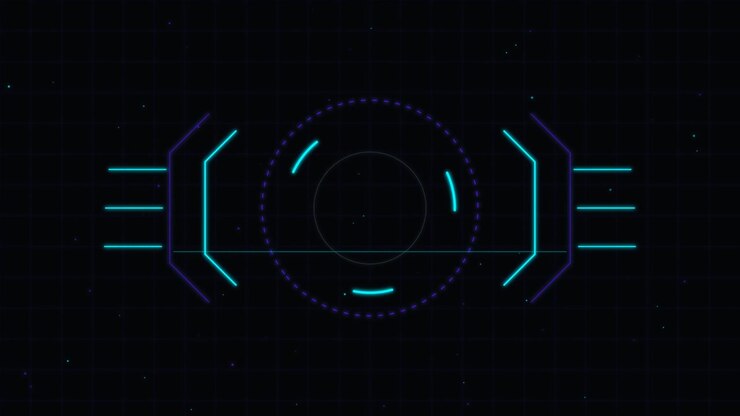 Futuristic Digital HUD Interface with Rotating Circular Elements