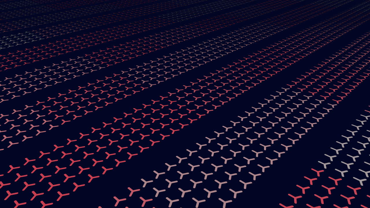 Contrasting grid of red and blue dots forms an intriguing pattern