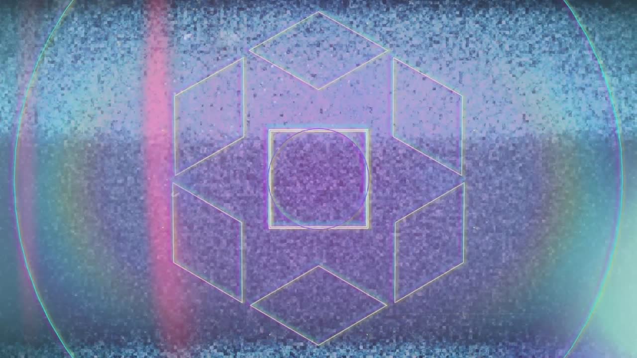 animación de formas geométricas con un fondo ardiente