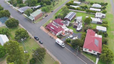 aerial shots of a historic rural town