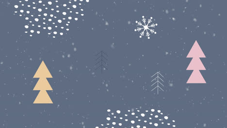 animación de nieve cayendo sobre el paisaje de invierno