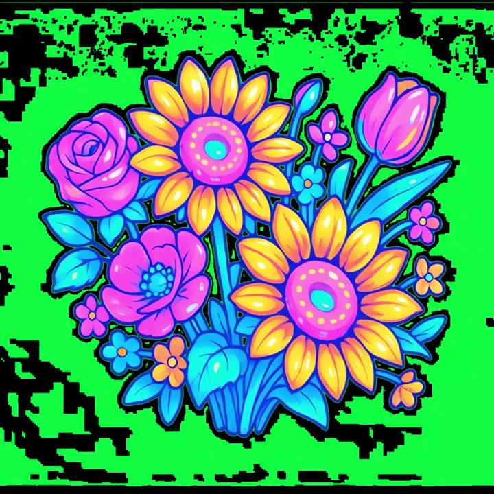 Illustrazione vivace di un bouquet di fiori in stile cartone animato