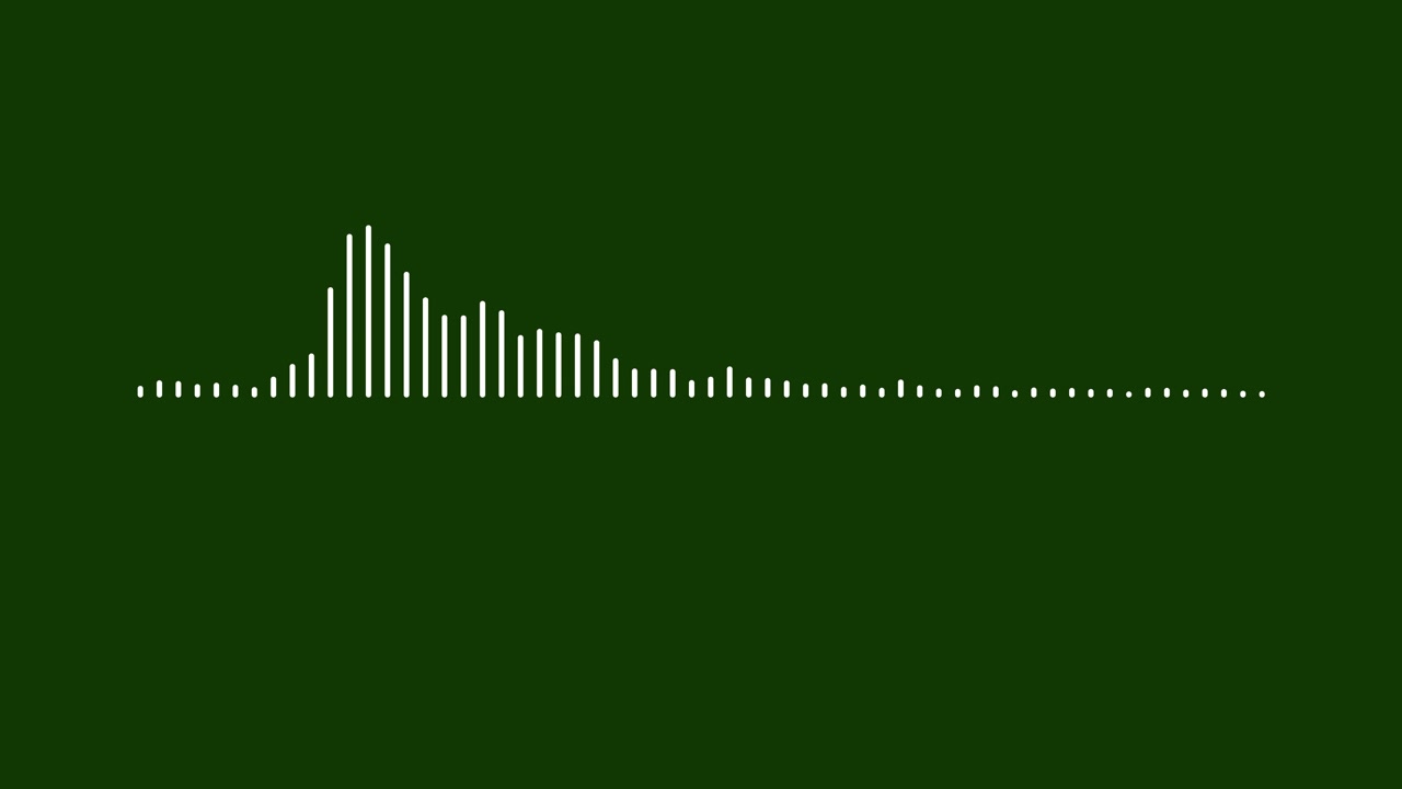 Dynamic White Audio Waveform Visualizer on Dark Green Background