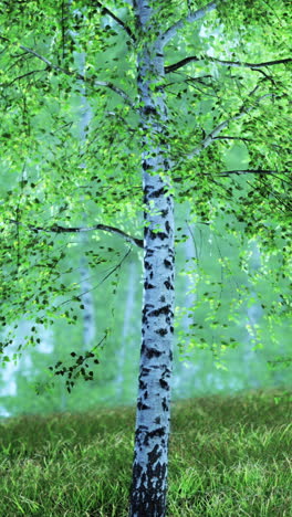 Spring in the birch grove forest