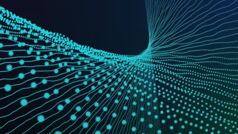 blue dot particles movement in digital space. cyan color dot line geometric abstract motion background.