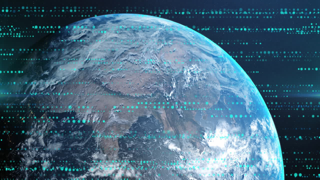 전 세계 컴퓨터 데이터 처리의 애니메이션