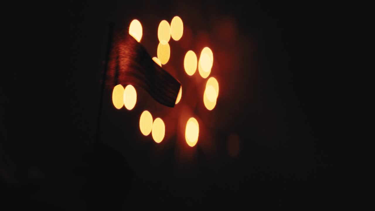 Patriotic Celebration with American Flag and Bokeh Lights