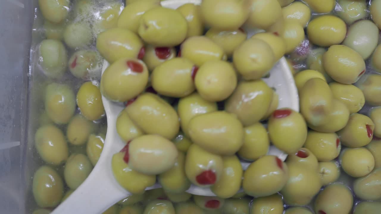 Display of Green Stuffed Olives