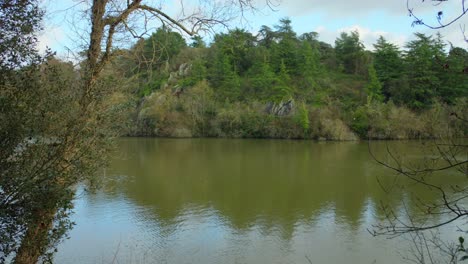 Reflection-On-Still-Water-Of-A-Lake-In-Angers,-Maine-et-Loire,-France