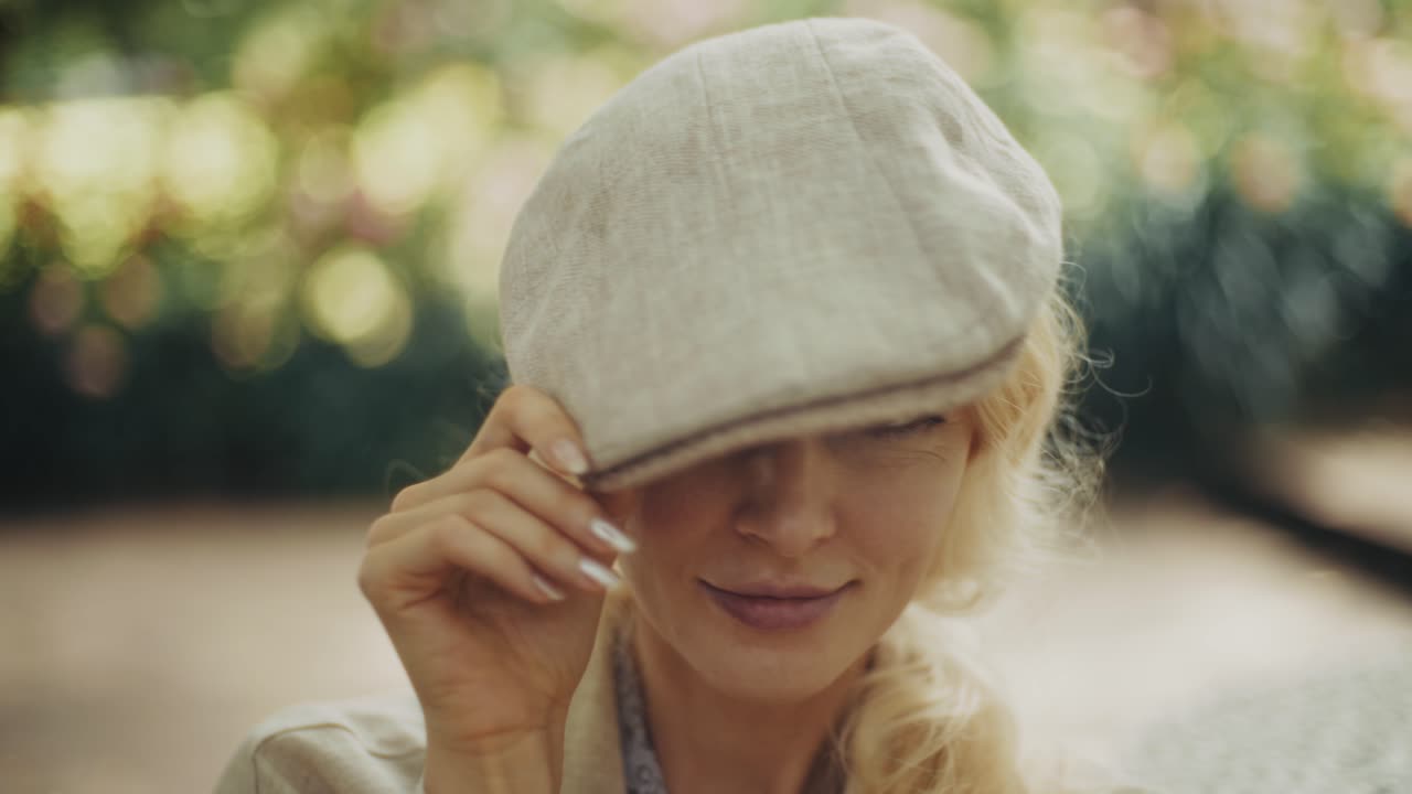 Woman in retro hat portrait