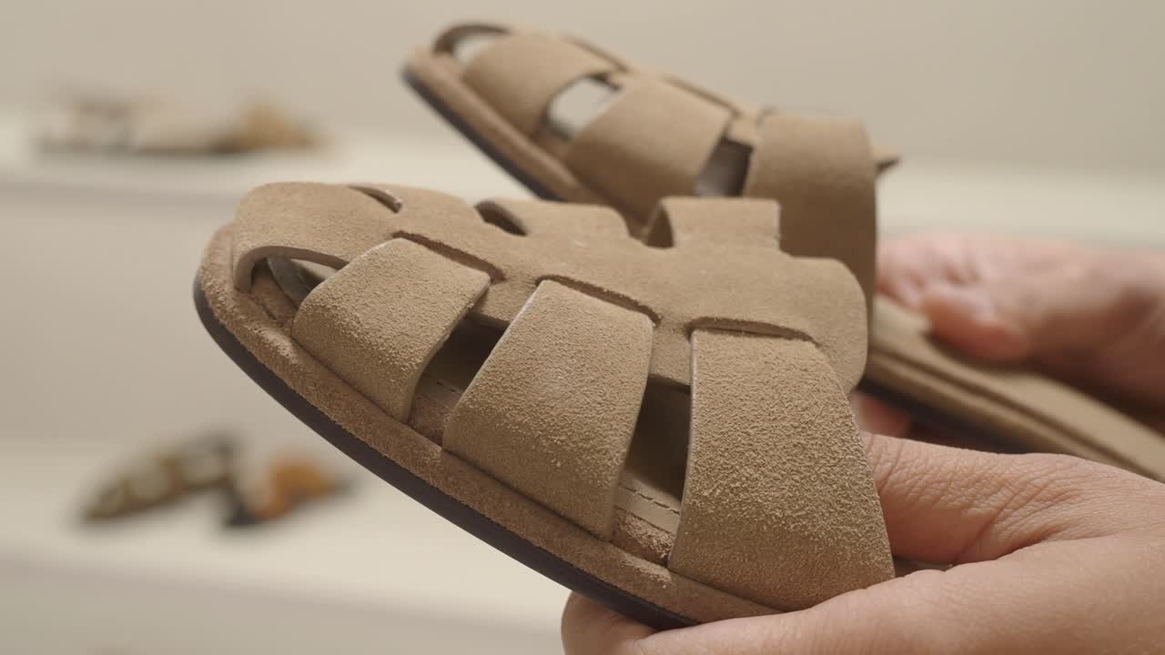 Close-up of Suede Sandals