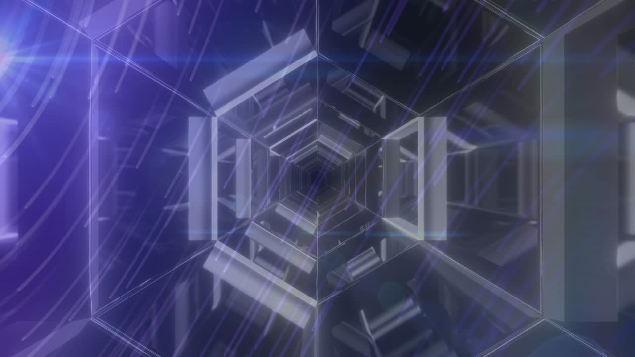 デジタルトンネルの上のライトトレイルのアニメーション