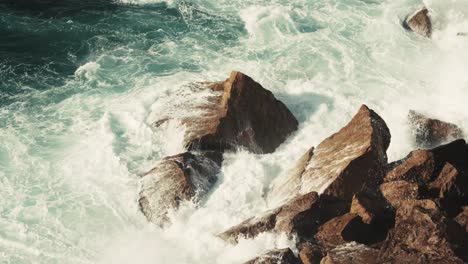 powerful ocean waves hit rocky coast in portugal