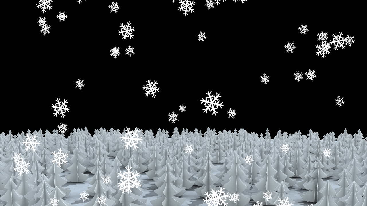 animación de la nieve cayendo sobre el paisaje de invierno