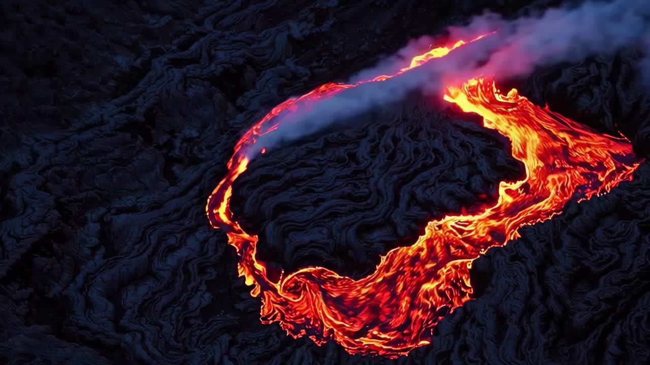 Flusso di lava di notte