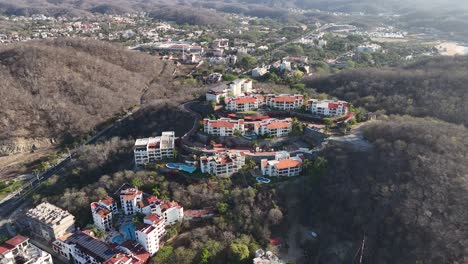 Hillside-Homes-In-Santa-Cruz-Bay,-Huatulco,-Oaxaca,-Mexico