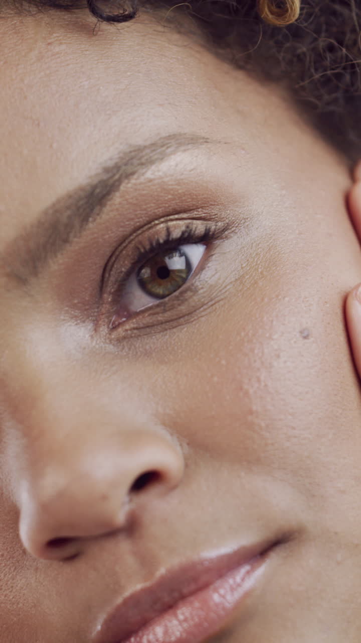 Close-Up of Young Woman's Face with Natural Healthy Skin