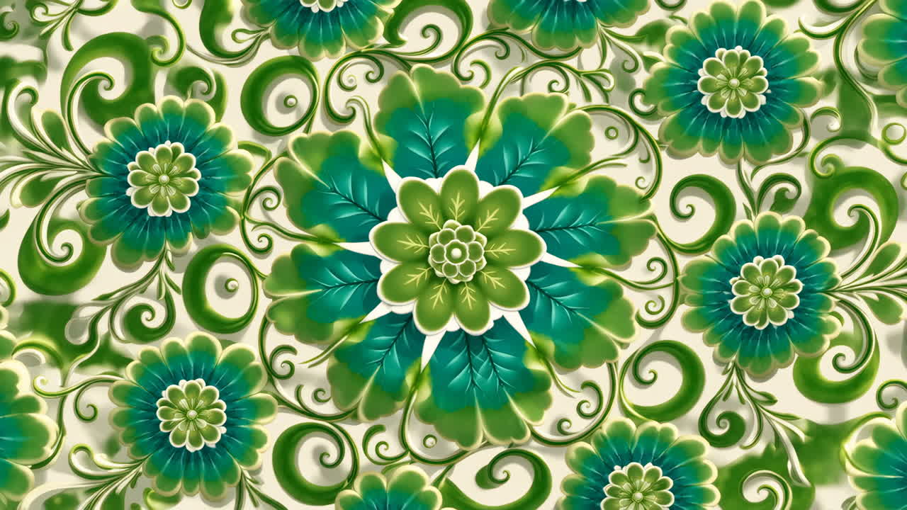 Green and Teal Floral Seamless Pattern