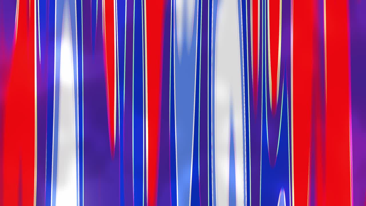animación abstracta digital con ondas azules y blancas deformadas moviéndose sobre fondo rojo