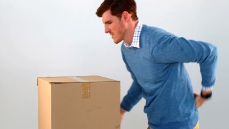 courier man picking up cardboard boxes 4k