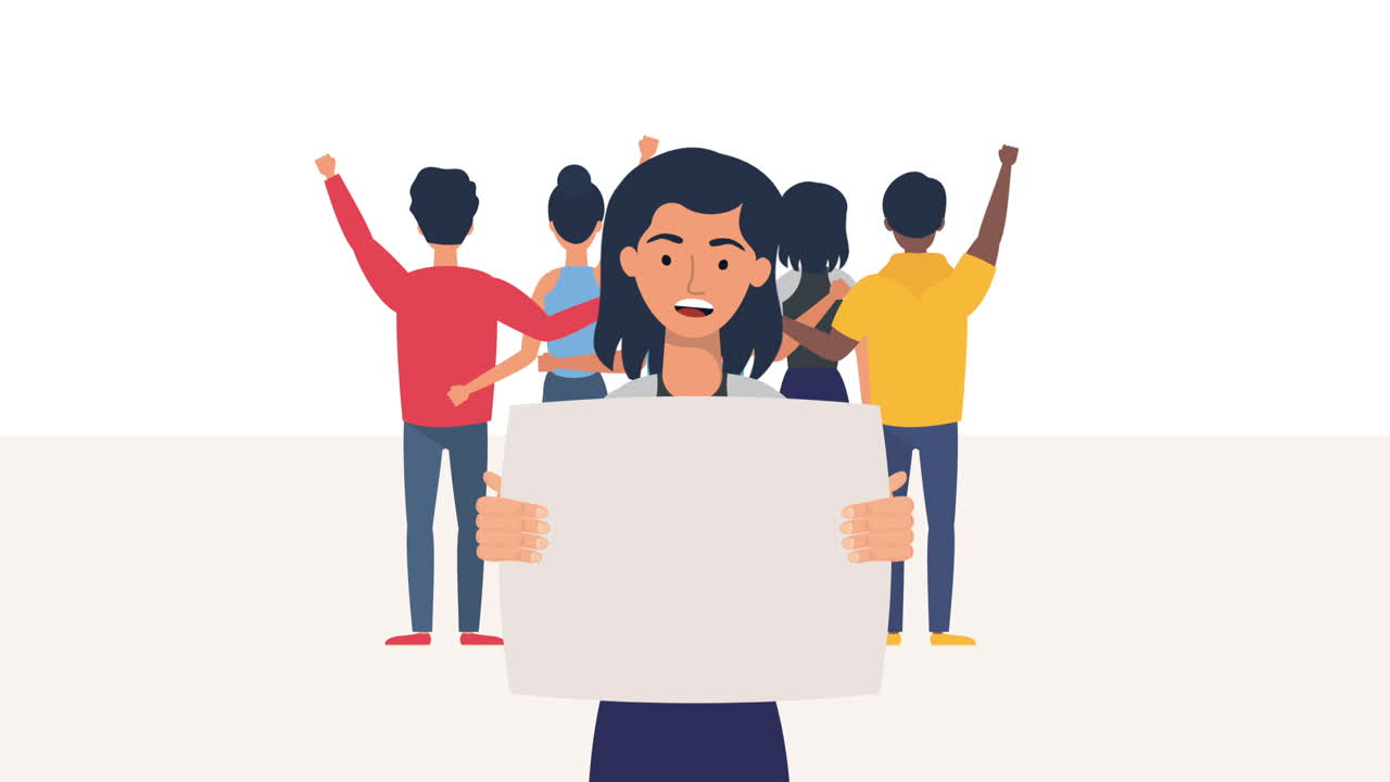 human rights animation with diversity people