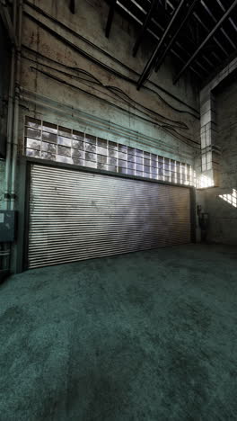garage door in abandoned auto repair shop