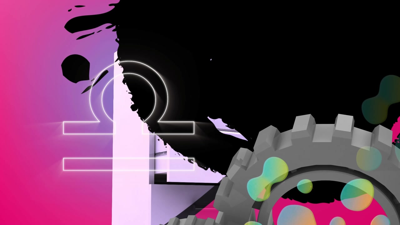 Animation of symbol over shapes on pink background