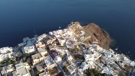 looking down at the cliffs in oia, santorini