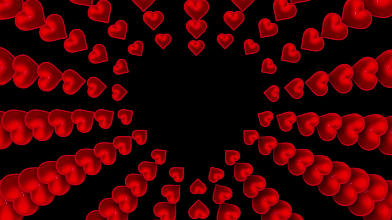 ряд сердец, исчезающих на черном фоне