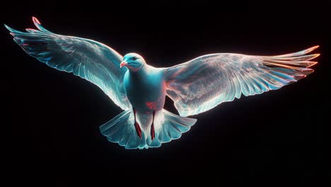 glowing seagull in flight