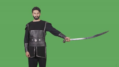 guerrero en la antigüedad. vídeo de pantalla verde.