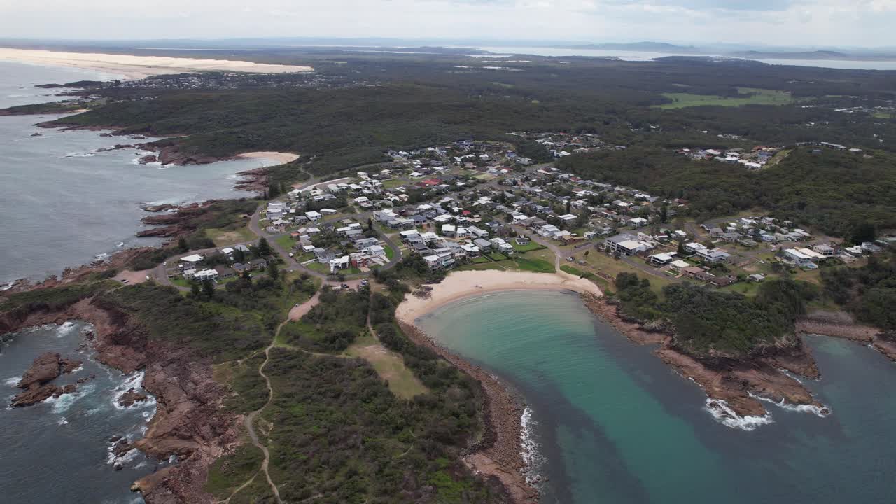 Boat Harbour Beach On A Cloudy Day In Australia - Aerial Shot