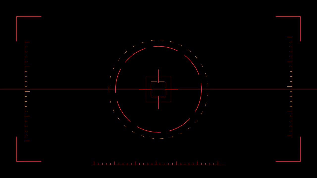 Digital Heads-Up Display Interface with Red Targeting Reticle