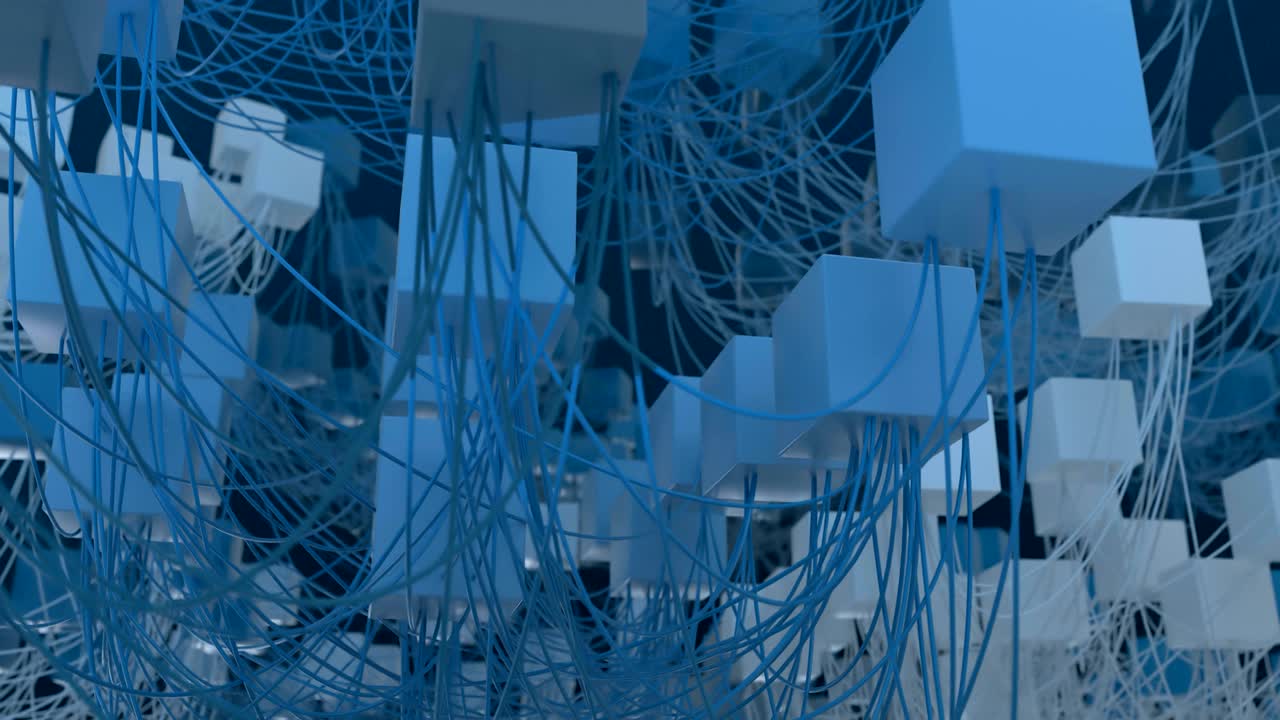 4K Abstract Cubic Network Nodes and Wires.
