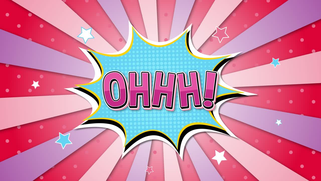 exclamación de estilo cómico "ohh!" con un fondo vibrante.