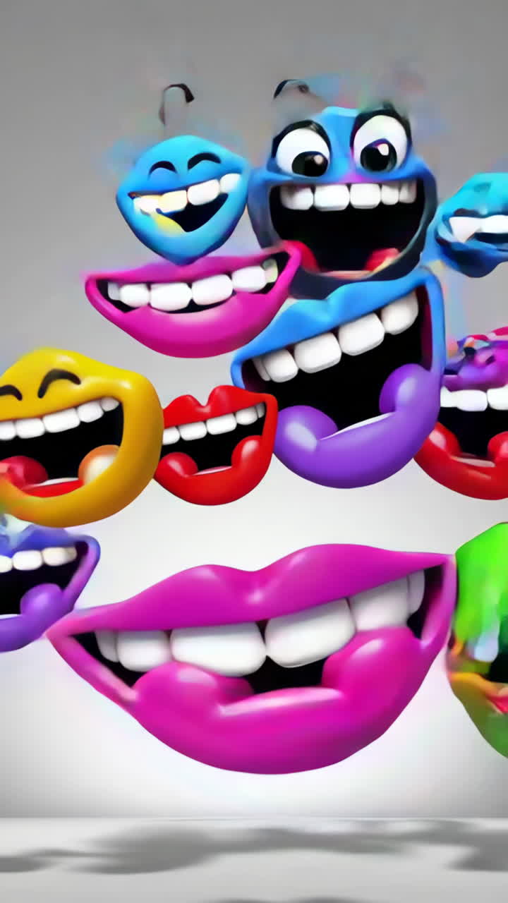 A Collection of Animated Cartoon Faces and Emojis Depicting Laughter and Exaggerated Expressions