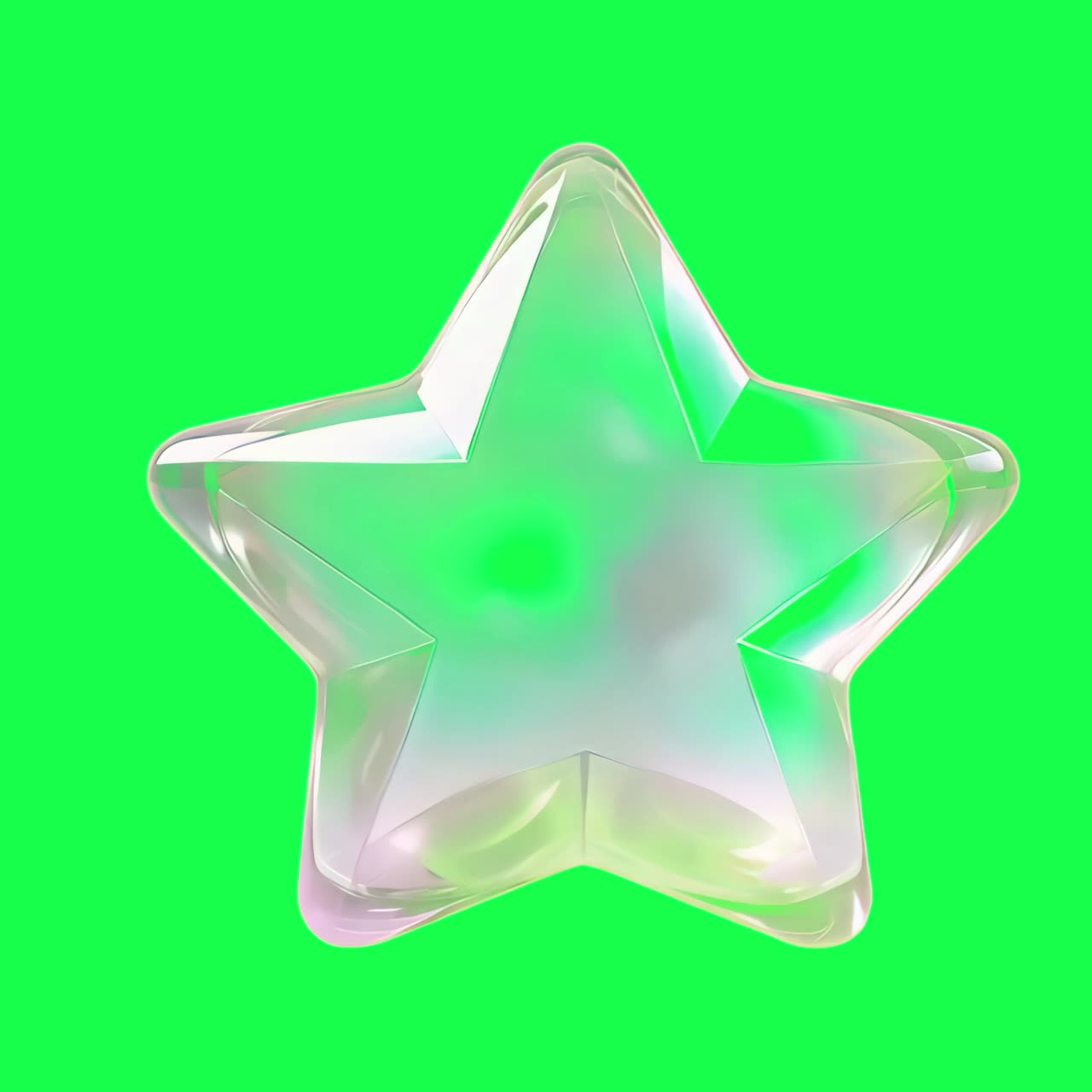 Glossy star animation, transparent 4K video, green screen