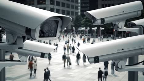 urban surveillance: an in-depth look at modern security systems in public spaces with focus on cctv cameras observing crowds and activities