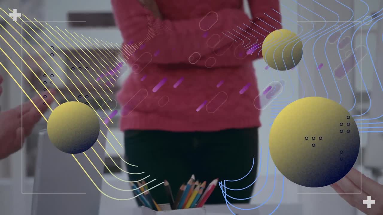 animación de rastros y moléculas púrpuras sobre personas estudiadas