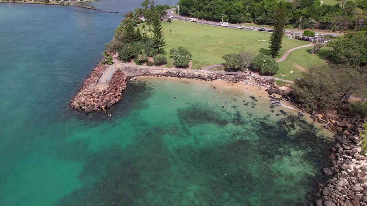 Little Duranbah Beach On Summer Day In Tweed Heads, NSW, Australia - Aerial Drone Shot