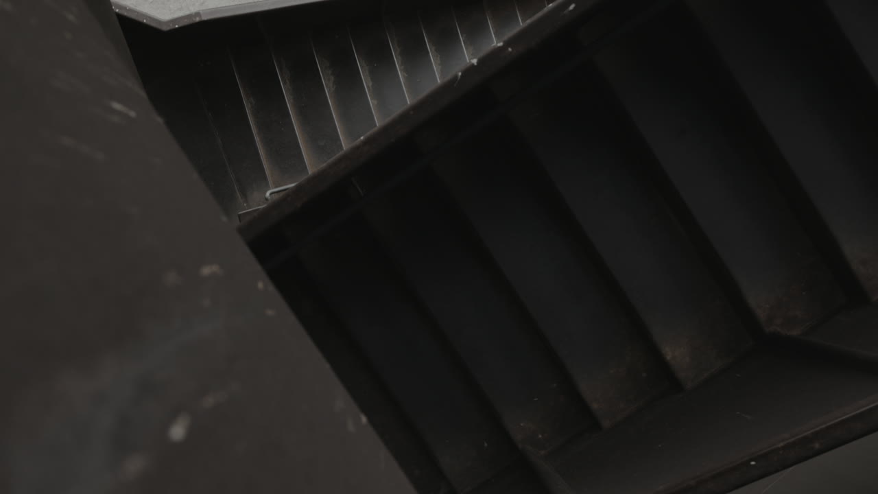 Abstract, geometric steel stairway