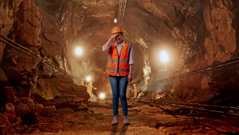 stressed miner in a tunnel