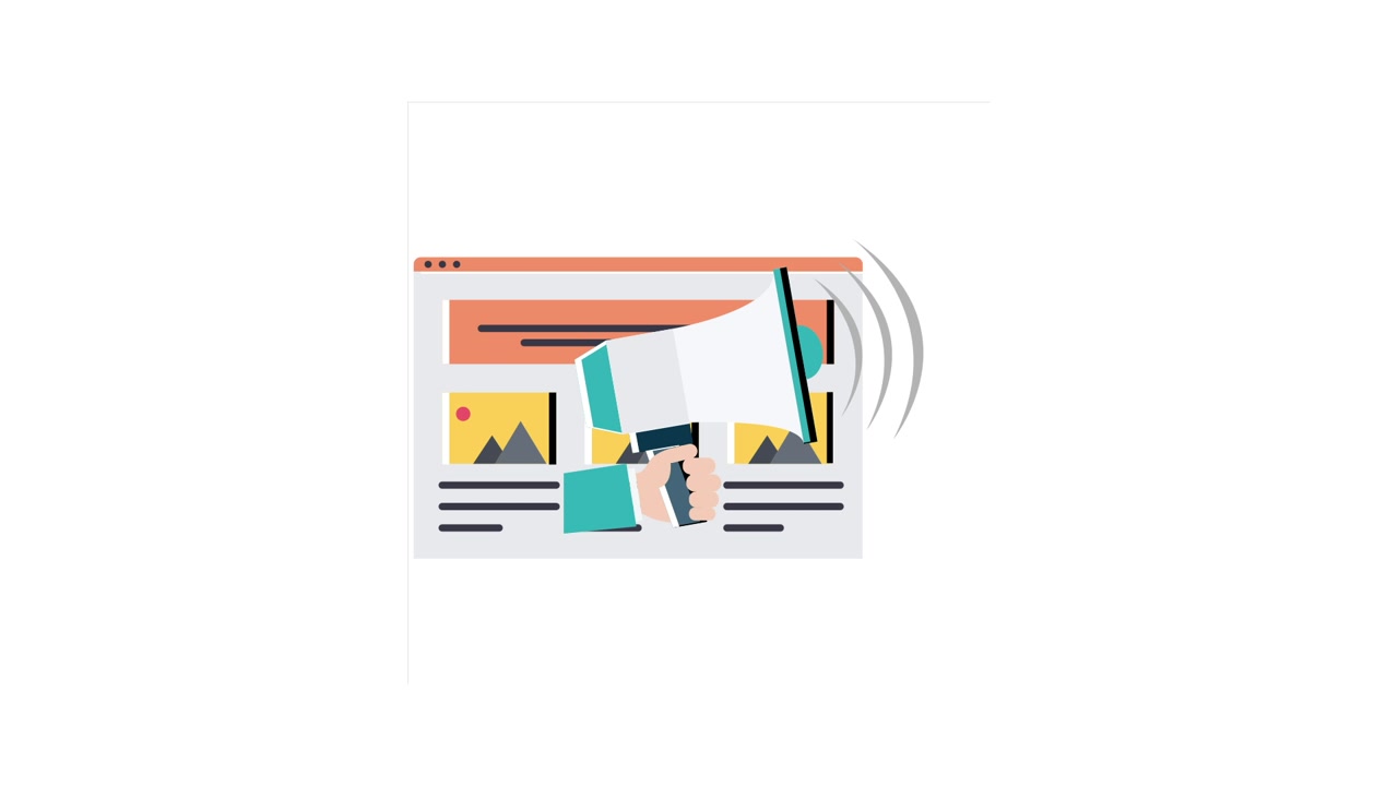 Digital Marketing Concept with Megaphone on Web Page